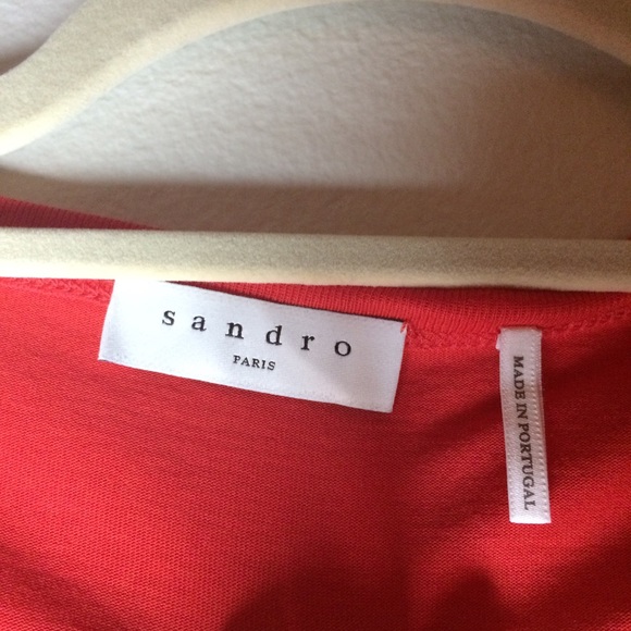 Sandro Red Front Tie Sleeveless Blouse Cotton - Picture 6 of 16